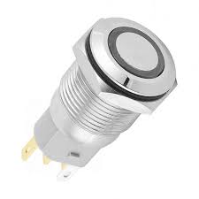 CHAVE METAL 22MM C/TRAVA LED VERDE 12V-24V